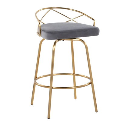 Tabouret de comptoir à hauteur fixe Silver Orchid Charlotte Glam 26 (lot de 2)