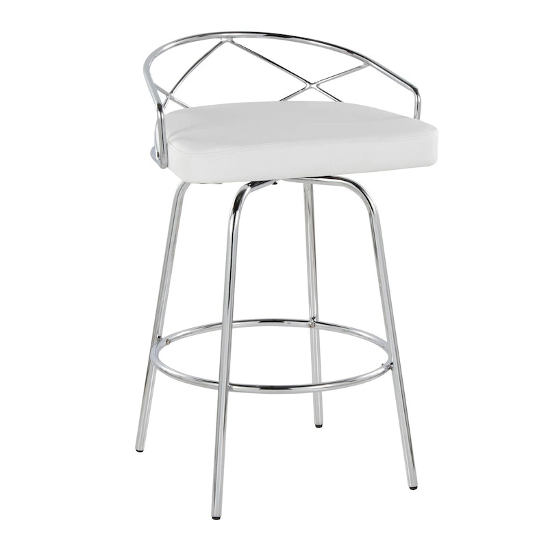 Tabouret de comptoir à hauteur fixe Silver Orchid Charlotte Glam 26 (lot de 2)