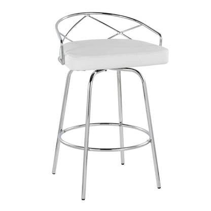 Tabouret de comptoir à hauteur fixe Silver Orchid Charlotte Glam 26 (lot de 2)