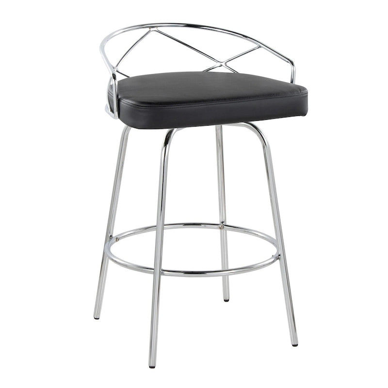 Tabouret de comptoir à hauteur fixe Silver Orchid Charlotte Glam 26 (lot de 2)