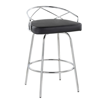 Tabouret de comptoir à hauteur fixe Silver Orchid Charlotte Glam 26 (lot de 2)