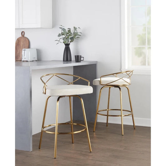 Silver Orchid Charlotte Glam 26 Fixed-Height Counter Stool (Set of 2)