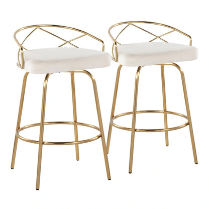 Tabouret de comptoir à hauteur fixe Silver Orchid Charlotte Glam 26 (lot de 2)