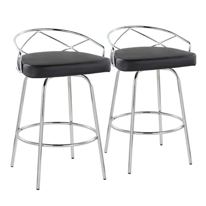 Tabouret de comptoir à hauteur fixe Silver Orchid Charlotte Glam 26 (lot de 2)
