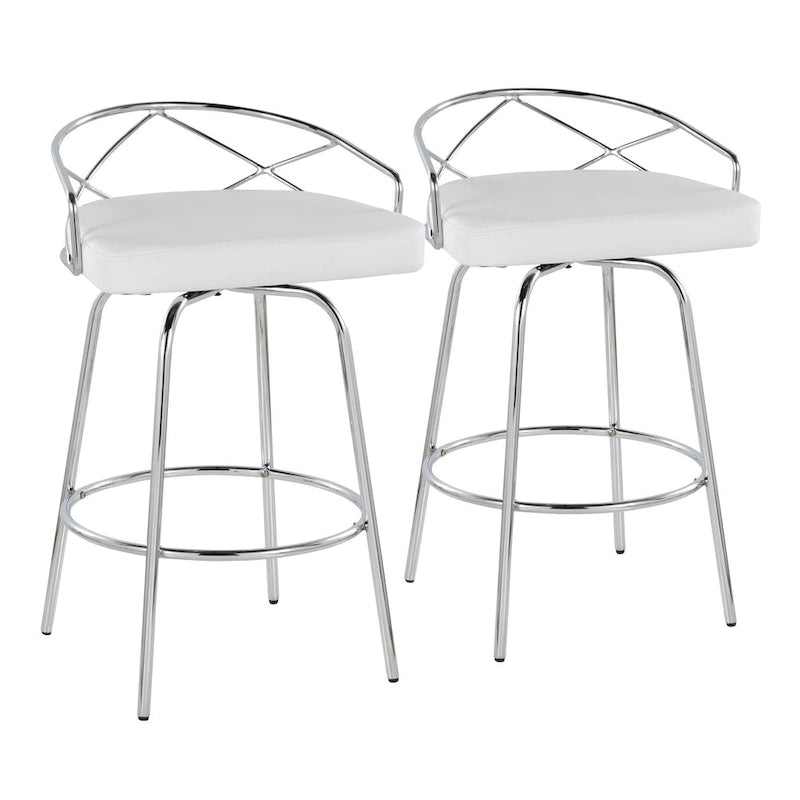 Tabouret de comptoir à hauteur fixe Silver Orchid Charlotte Glam 26 (lot de 2)