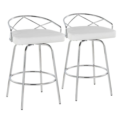 Tabouret de comptoir à hauteur fixe Silver Orchid Charlotte Glam 26 (lot de 2)