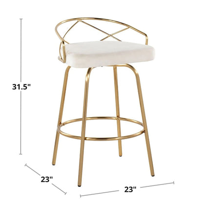 Tabouret de comptoir à hauteur fixe Silver Orchid Charlotte Glam 26 (lot de 2)