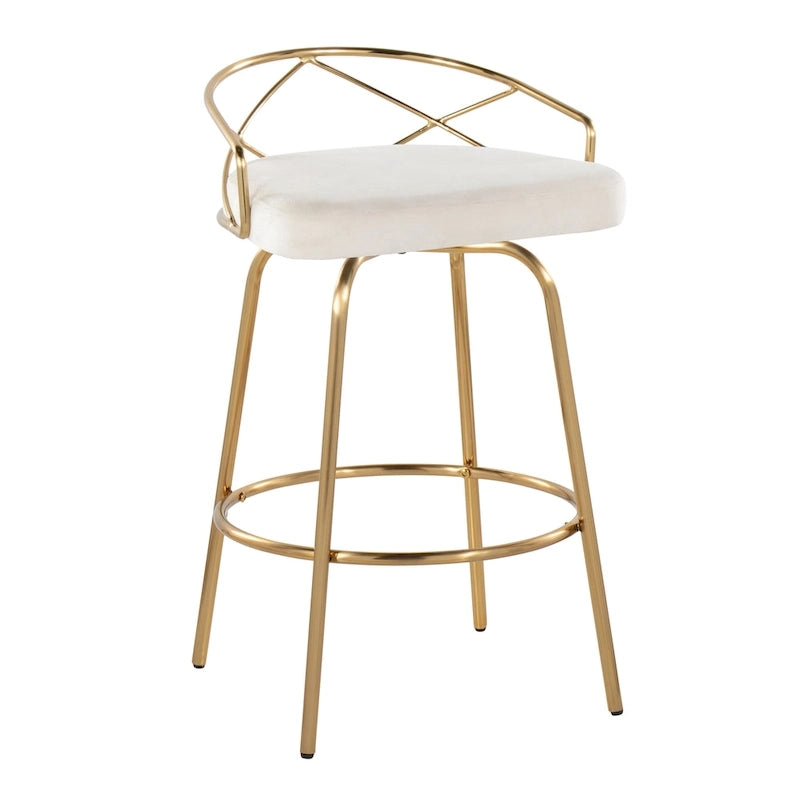 Tabouret de comptoir à hauteur fixe Silver Orchid Charlotte Glam 26 (lot de 2)