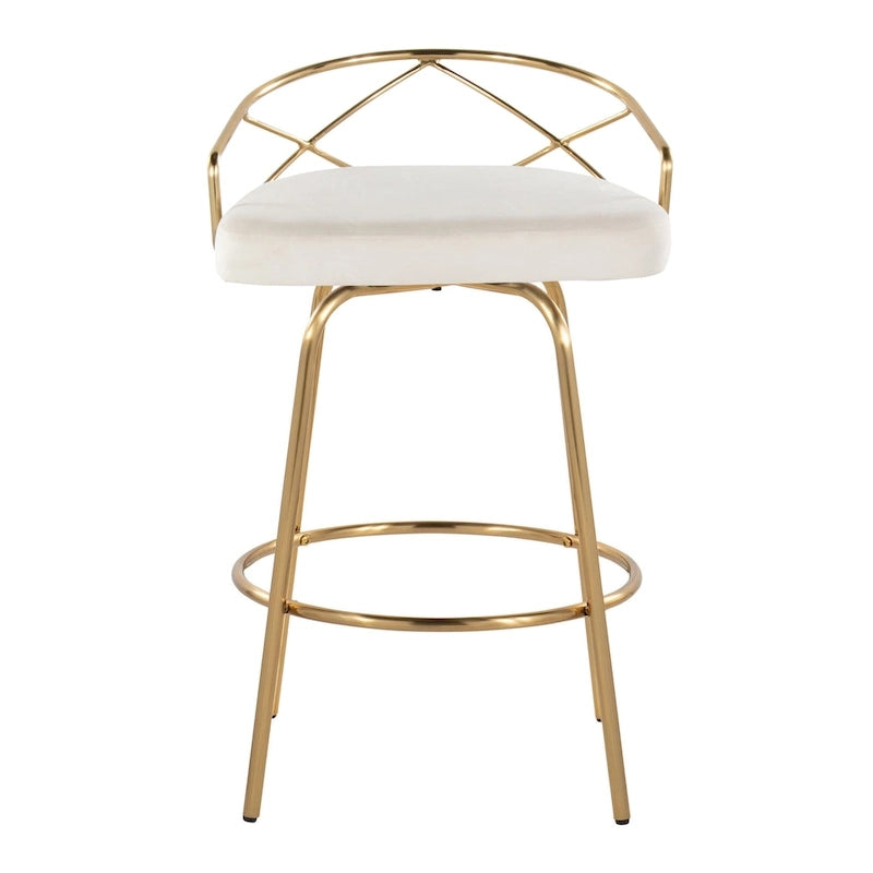 Tabouret de comptoir à hauteur fixe Silver Orchid Charlotte Glam 26 (lot de 2)