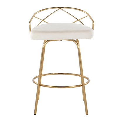 Tabouret de comptoir à hauteur fixe Silver Orchid Charlotte Glam 26 (lot de 2)