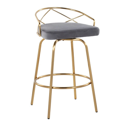 Tabouret de comptoir à hauteur fixe Silver Orchid Charlotte Glam 26 (lot de 2)