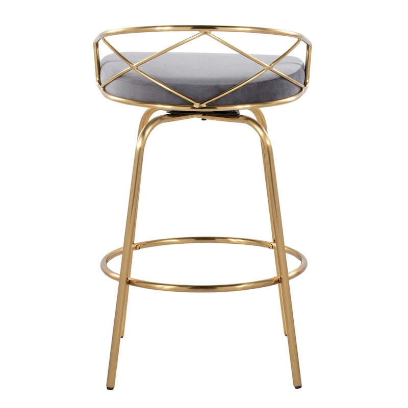 Tabouret de comptoir à hauteur fixe Silver Orchid Charlotte Glam 26 (lot de 2)