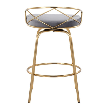 Tabouret de comptoir à hauteur fixe Silver Orchid Charlotte Glam 26 (lot de 2)