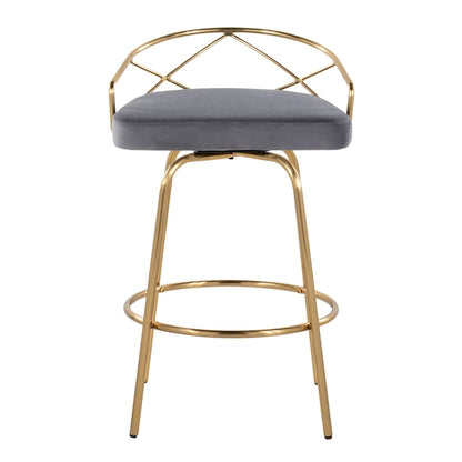 Tabouret de comptoir à hauteur fixe Silver Orchid Charlotte Glam 26 (lot de 2)