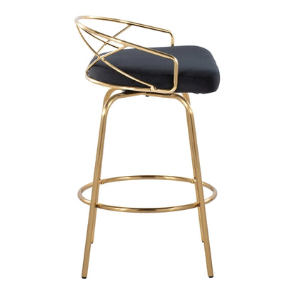 Tabouret de comptoir à hauteur fixe Silver Orchid Charlotte Glam 26 (lot de 2)