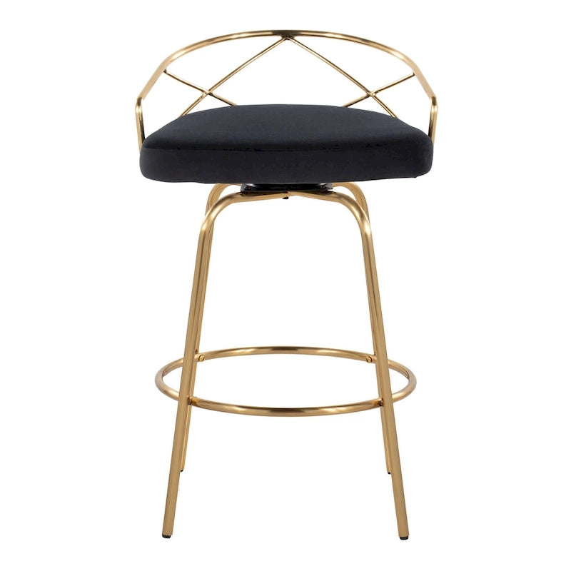 Tabouret de comptoir à hauteur fixe Silver Orchid Charlotte Glam 26 (lot de 2)