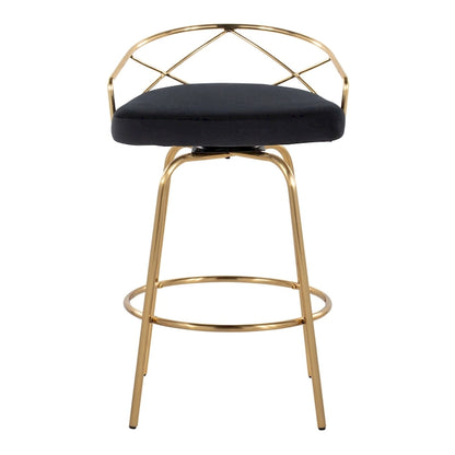 Tabouret de comptoir à hauteur fixe Silver Orchid Charlotte Glam 26 (lot de 2)