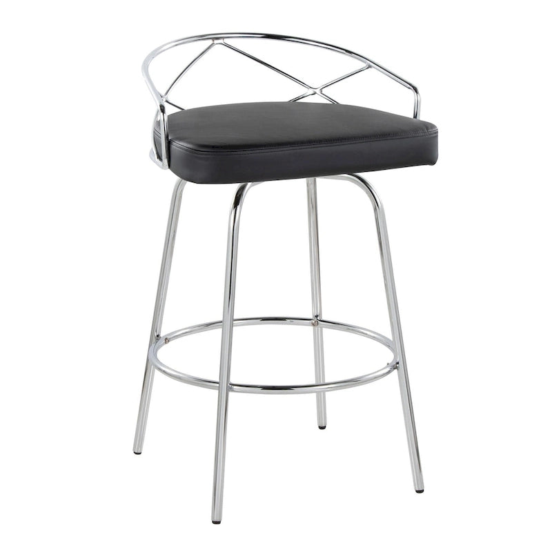 Tabouret de comptoir à hauteur fixe Silver Orchid Charlotte Glam 26 (lot de 2)