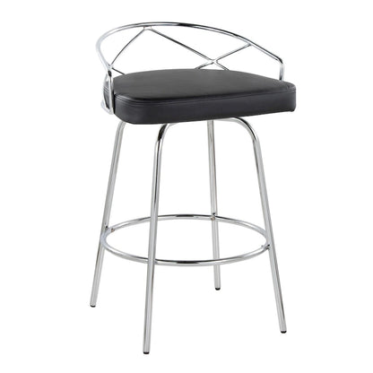 Tabouret de comptoir à hauteur fixe Silver Orchid Charlotte Glam 26 (lot de 2)