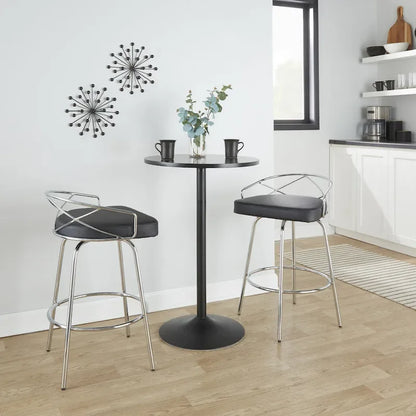 Tabouret de comptoir à hauteur fixe Silver Orchid Charlotte Glam 26 (lot de 2)