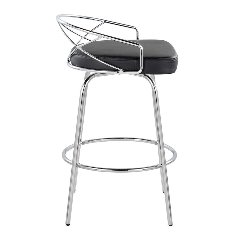 Tabouret de comptoir à hauteur fixe Silver Orchid Charlotte Glam 26 (lot de 2)