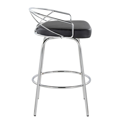Tabouret de comptoir à hauteur fixe Silver Orchid Charlotte Glam 26 (lot de 2)