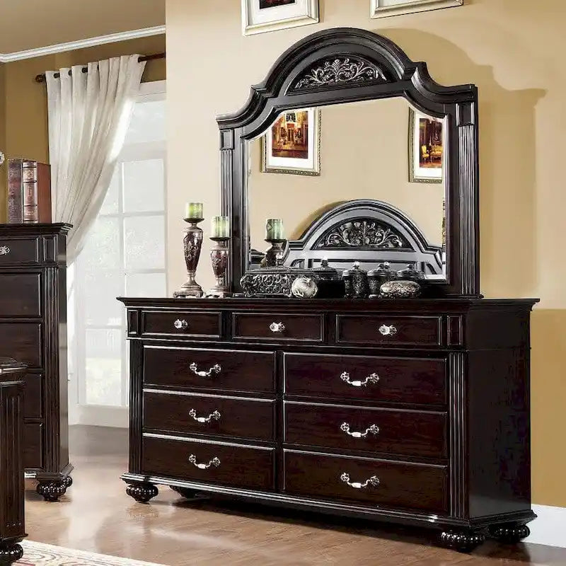 Ensemble commode et miroir traditionnel Vame 2 pièces à 9 tiroirs de Furniture of America
