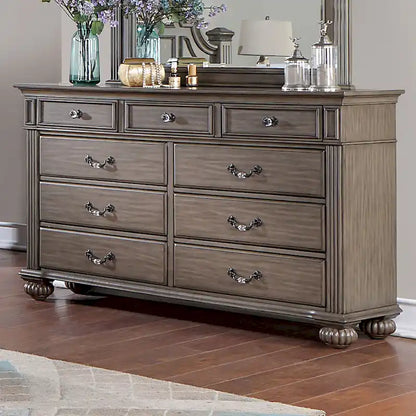 Ensemble commode et miroir traditionnel Vame 2 pièces à 9 tiroirs de Furniture of America