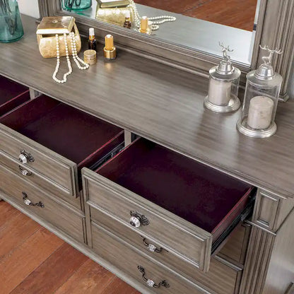 Ensemble commode et miroir traditionnel Vame 2 pièces à 9 tiroirs de Furniture of America