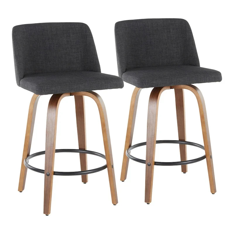 Tabouret de bar Carson Carrington Vallberga 26 avec repose-pieds rond noir (lot de 2)