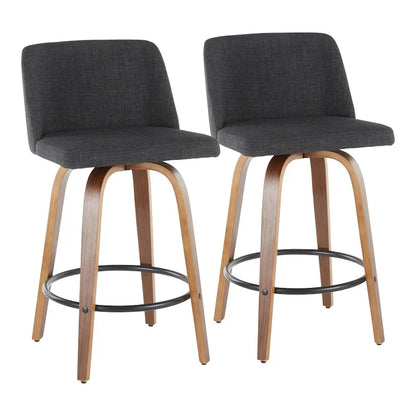 Tabouret de bar Carson Carrington Vallberga 26 avec repose-pieds rond noir (lot de 2)