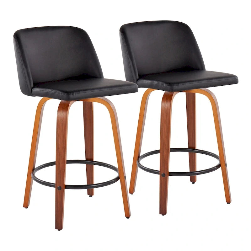 Tabouret de bar Carson Carrington Vallberga 26 avec repose-pieds rond noir (lot de 2)