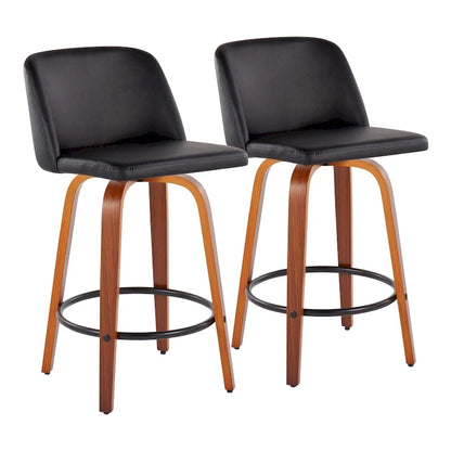 Tabouret de bar Carson Carrington Vallberga 26 avec repose-pieds rond noir (lot de 2)