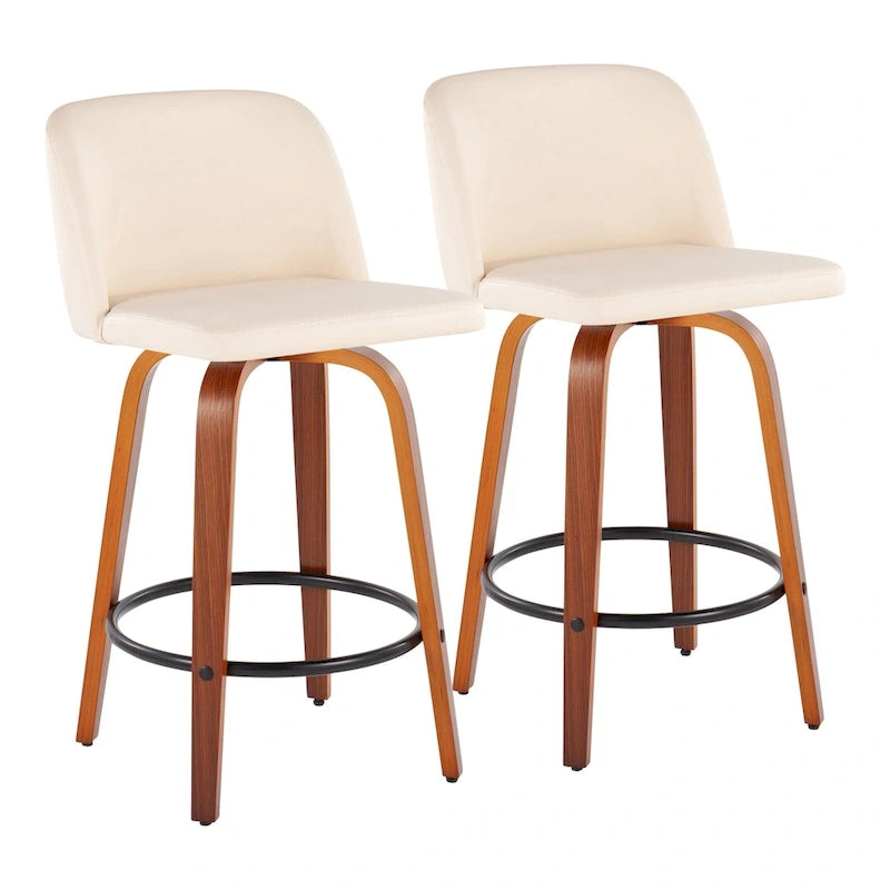 Tabouret de bar Carson Carrington Vallberga 26 avec repose-pieds rond noir (lot de 2)