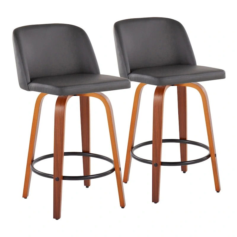 Tabouret de bar Carson Carrington Vallberga 26 avec repose-pieds rond noir (lot de 2)