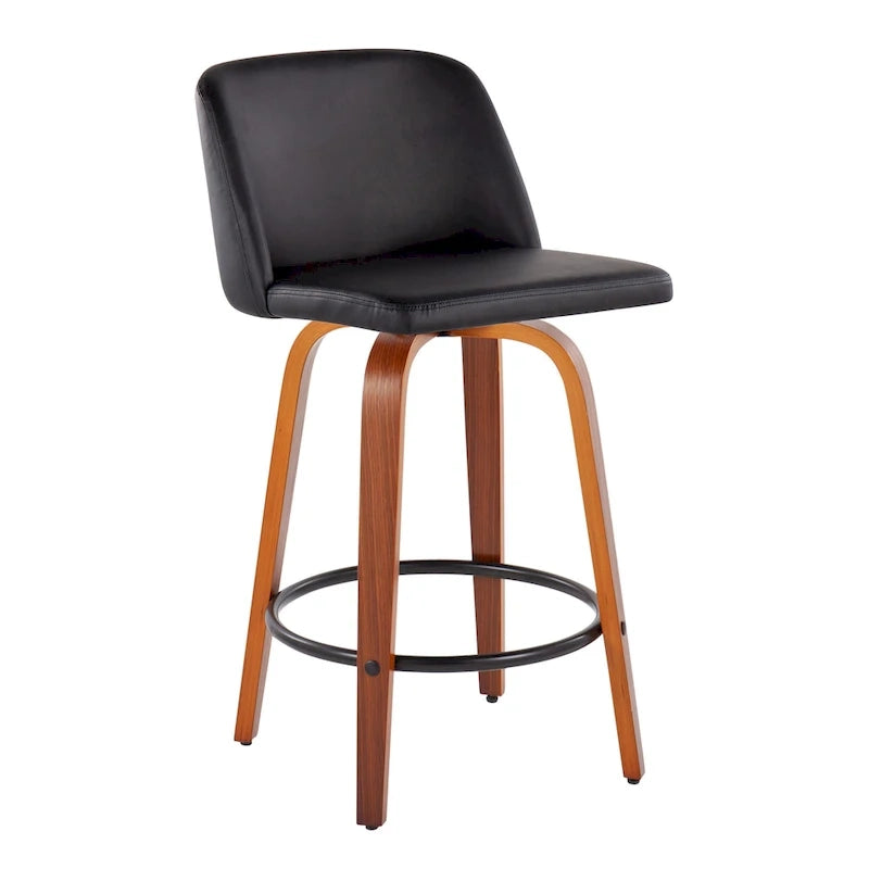 Tabouret de bar Carson Carrington Vallberga 26 avec repose-pieds rond noir (lot de 2)