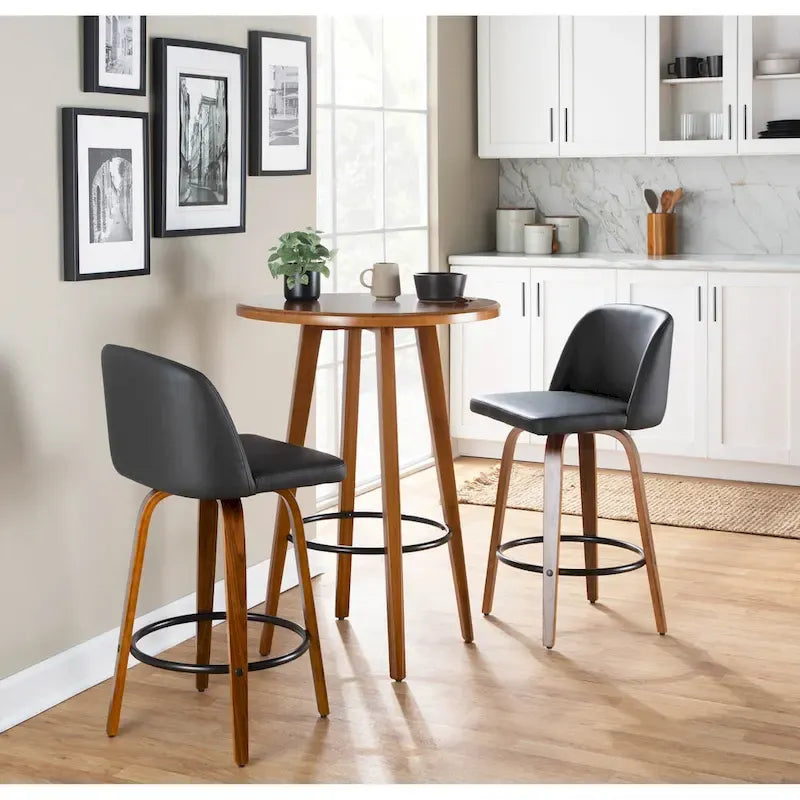 Tabouret de bar Carson Carrington Vallberga 26 avec repose-pieds rond noir (lot de 2)