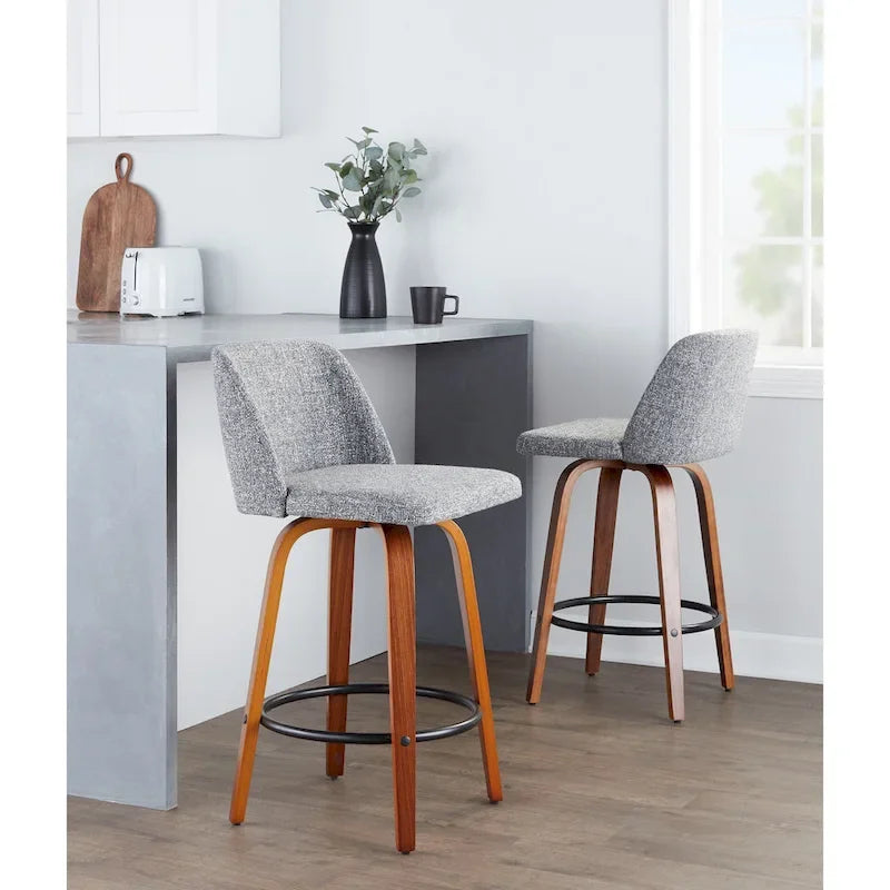 Tabouret de bar Carson Carrington Vallberga 26 avec repose-pieds rond noir (lot de 2)