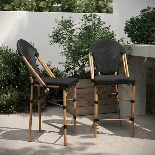 2PK Stacking Bistro Chair with Metal Frame & PE Seat
