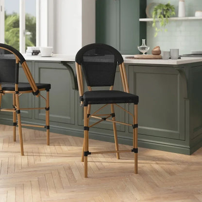 Lot de 2 chaises de bistro empilables avec structure en métal et assise en PE