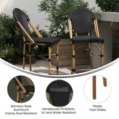 Lot de 2 chaises de bistro empilables avec structure en métal et assise en PE