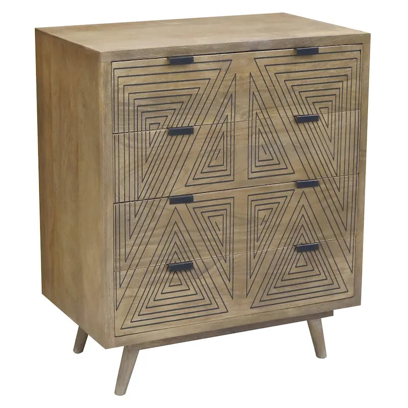 Commode miniature Bidi à 4 tiroirs, style moderne du milieu du siècle, par Furniture of America