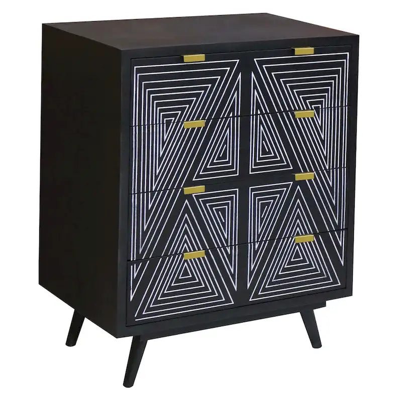 Commode miniature Bidi à 4 tiroirs, style moderne du milieu du siècle, par Furniture of America