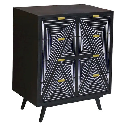 Commode miniature Bidi à 4 tiroirs, style moderne du milieu du siècle, par Furniture of America