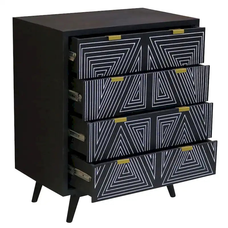 Commode miniature Bidi à 4 tiroirs, style moderne du milieu du siècle, par Furniture of America