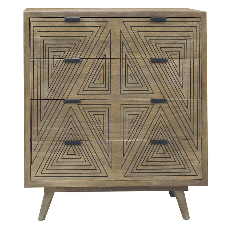 Commode miniature Bidi à 4 tiroirs, style moderne du milieu du siècle, par Furniture of America