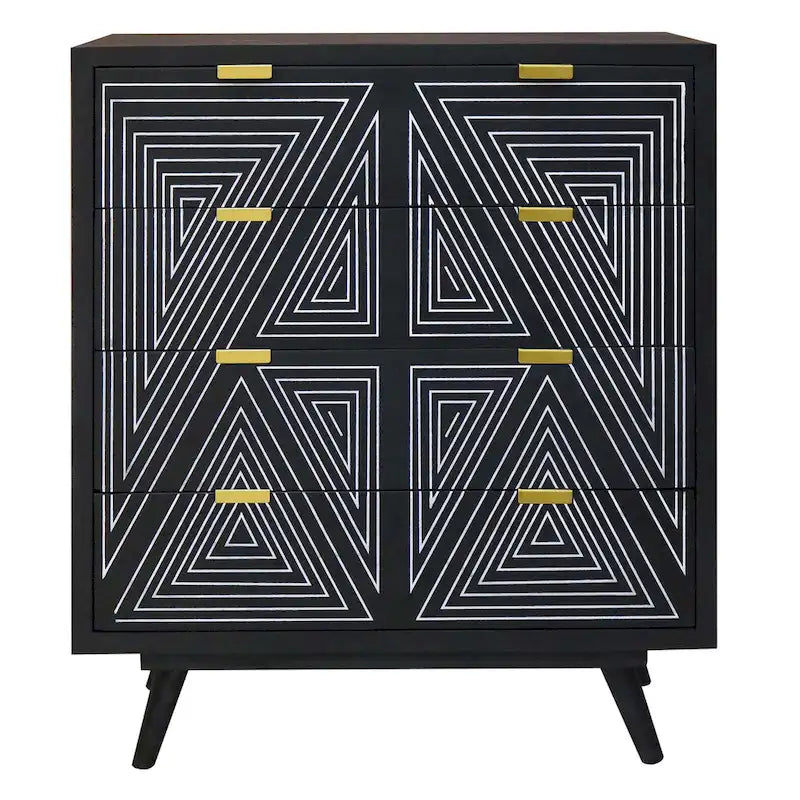 Commode miniature Bidi à 4 tiroirs, style moderne du milieu du siècle, par Furniture of America