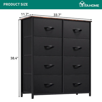 Tour de rangement verticale moderne à 8 tiroirs en tissu pour chambre à coucher