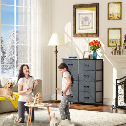 Tour de rangement verticale moderne à 8 tiroirs en tissu pour chambre à coucher