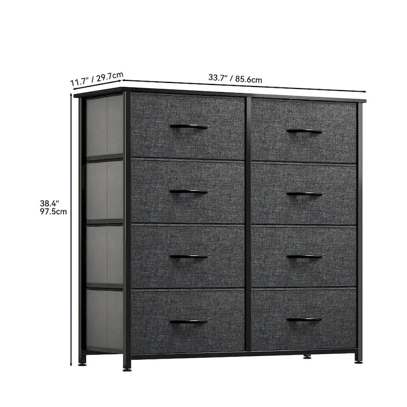 Tour de rangement verticale moderne à 8 tiroirs en tissu pour chambre à coucher